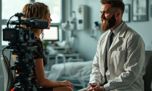 A documentary filmmaker interviewing a subject