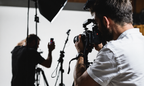: Photographer setting up a composition