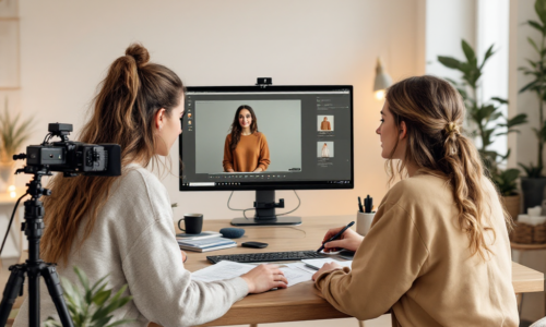 Customer watching a virtual product demo video on a laptop