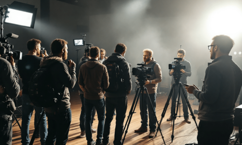 Film crew working on a production set