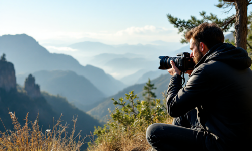 Photographer setting up a composition