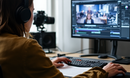 Editor reviewing footage