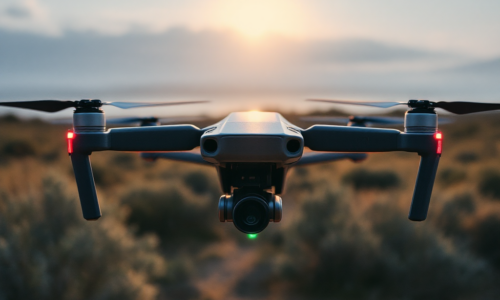 : Drone capturing aerial footage of a mountain range for a documentary